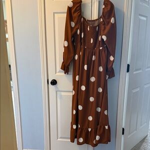 Brown Polka Dot Women Dress